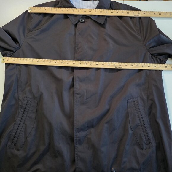 Bugatti Coat Men 52R Black Water Repellent Mackintosh Buttons Pockets Minimalist - Picture 4 of 16